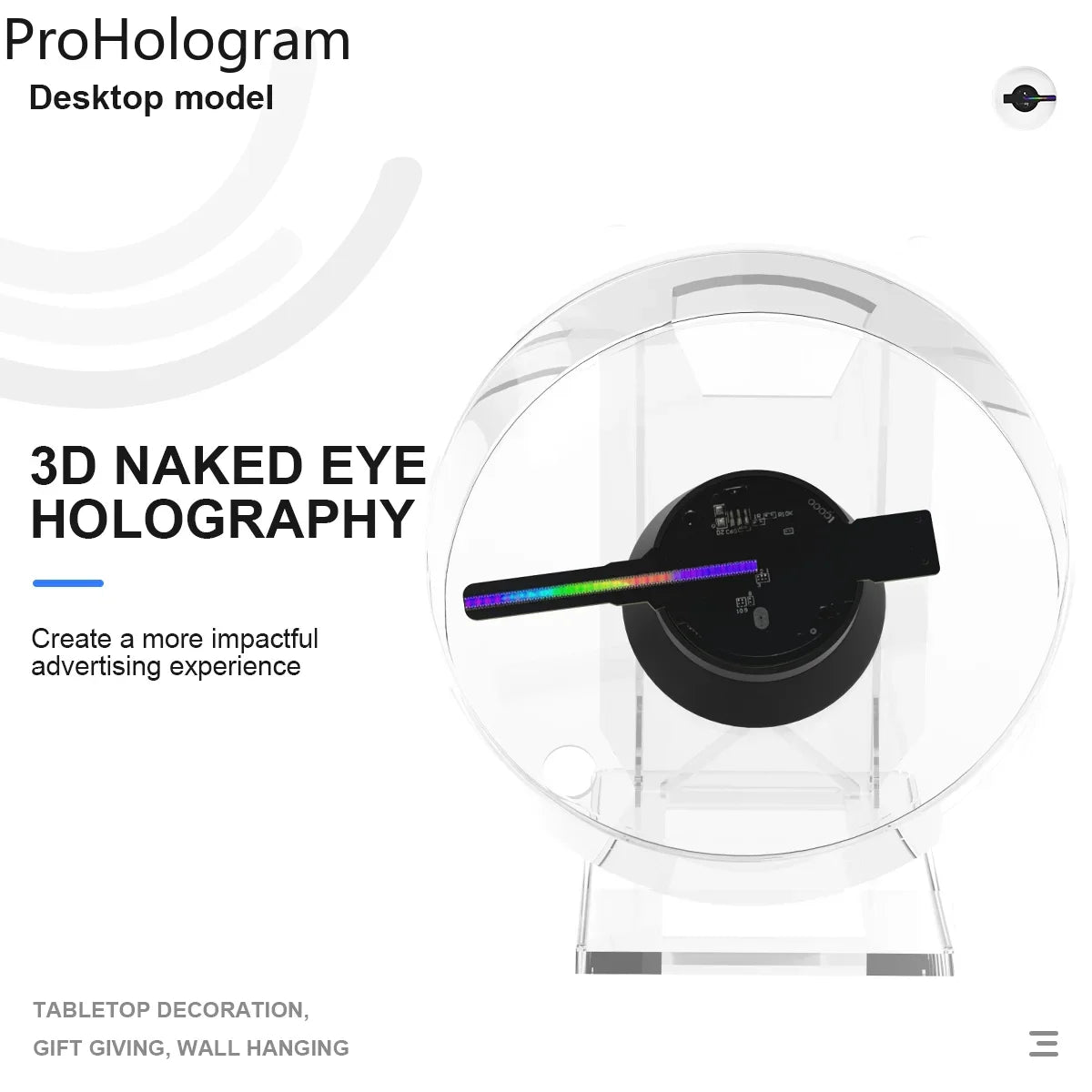 HoloVibe Mini 3D Fan Projector - Holographic Display