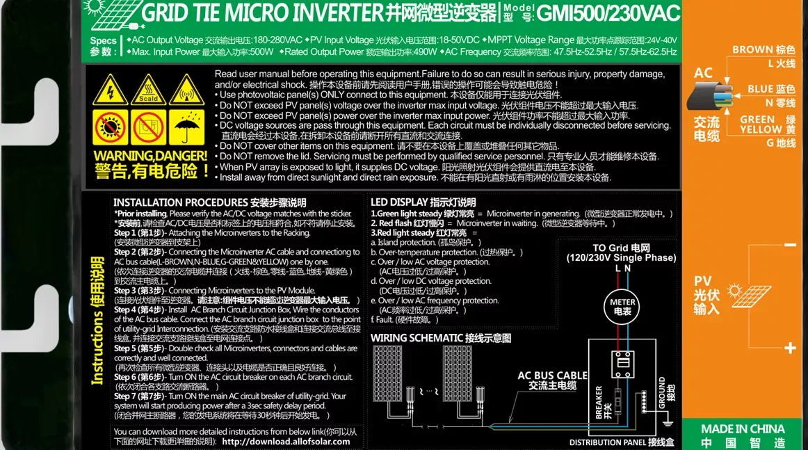 SunnyGrid Micro Inverter for Home Solar Systems 120W 150W 180W